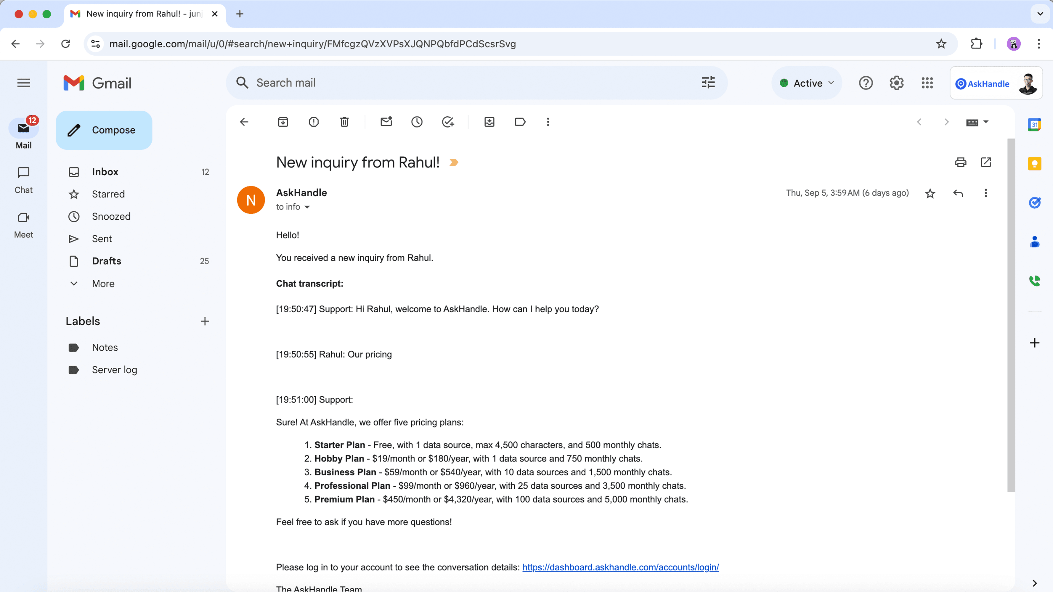 AskHandle AI chatbots
