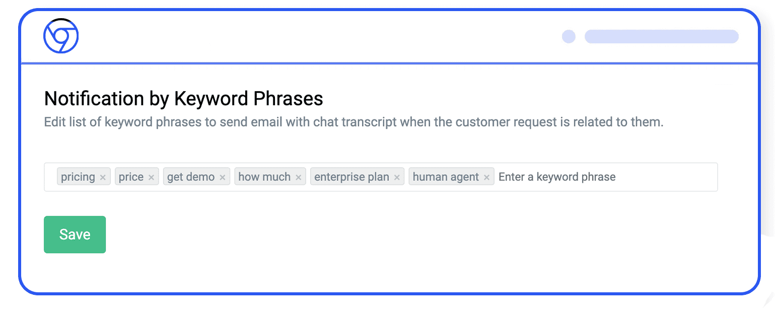 Set up keywords