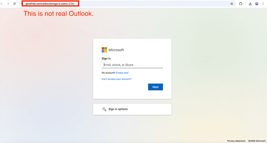fake email login