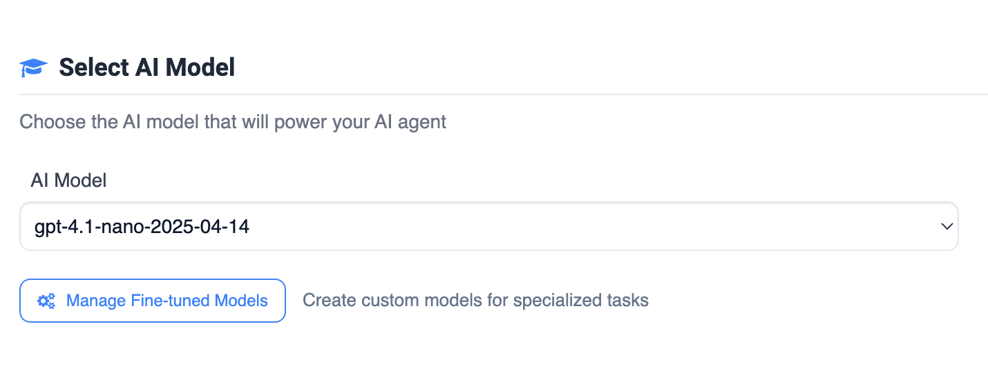 Choose your AI model screenshot