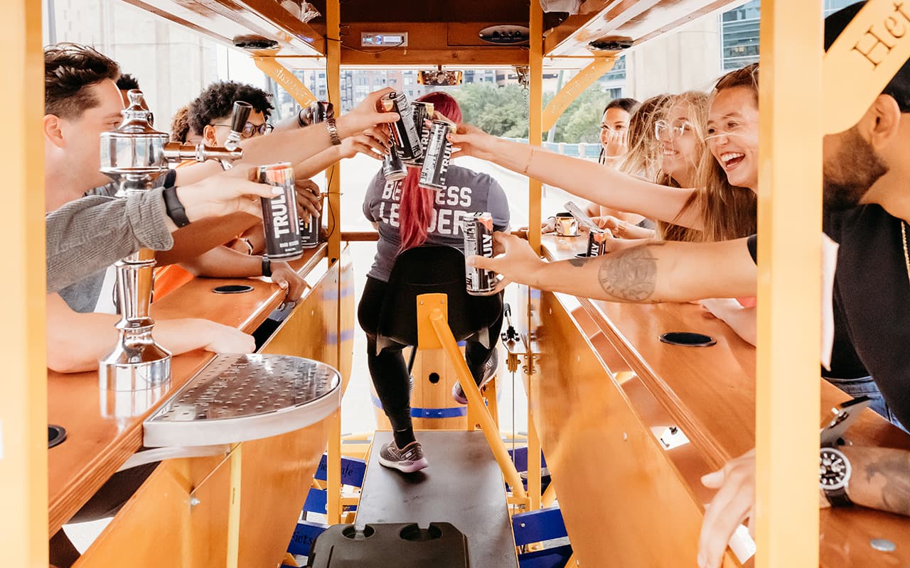 People enjoy the Pedal Pub experience