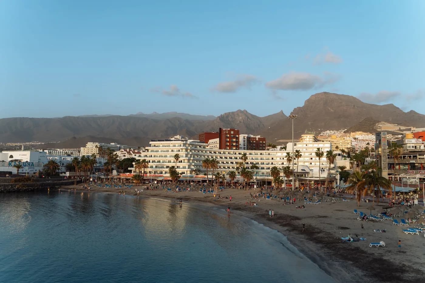 Beach and hotels along the Tenerife coast